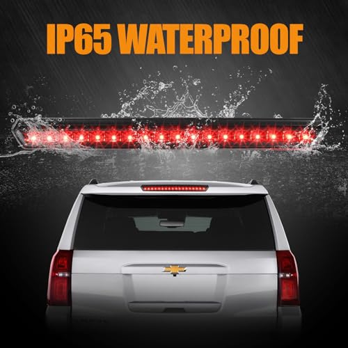 Image of Third 3rd Brake Light LED for 2015-2020 Chevy Tahoe /Suburban, High Mount Rear Brake Lights Assembly for 2016-2019 Suburban 3500HD, Waterproof Center Cab Lamp Stop Light (Black Housing)