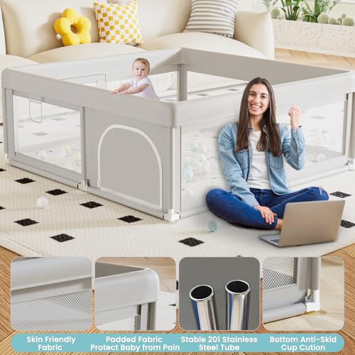 Baby Playpen with Mat Small Playpen for Babies and Toddlers 50 x 50 inch Baby Fence Playards