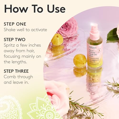 Delhicious 5-in-1 Leave in Conditioner Spray, Ayurvedic Hair Oil, Hair Mist - Rich Roots Amla Hair Oil, Argan Oil, Rosemary Oil for Hair - Detangler Spray, Anti Frizz Hair Products - Vegan - 75ml - Image 5