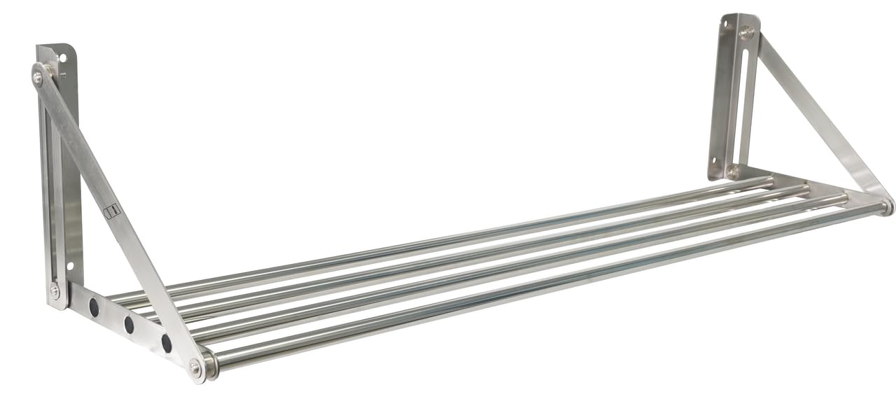 METRO Professional Estantería de Pared Plegable GFWS1180, Acero Inoxidable, 80 x 30 x 26,5 cm, 30 KG, Plata (120 cm)