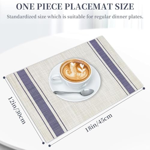 Image of TIED RIBBONS Placemats Set of 6 for Dining Table Kitchen Place Mats Washable Wipeable Non-Slip Indoor Outdoor (PVC, Multi, 30 cm x 45 cm)