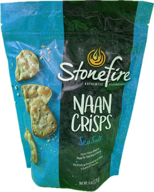 Kokobunch Variety Bundles Of Stonefire's Authentic Naan Crisps Flatbread Cracker 4 or 3 Assorted Pack (6oz, 2 Bags of Garlic And Cheese & 2 Bags of Sea Salt)