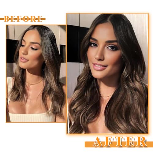 Image of YDDM Tape in Hair Extensions, 40Pcs 24 Inch Balayage Dark Brown to Chestnut Brown Straight Seamless Invisible Tape in Hair Extensions Human Hair(2 /2 /6#, 24 Inch, 40pcs)