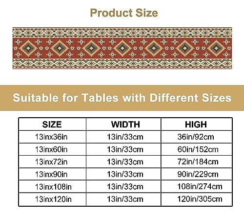 Image of Aztec Table Runner Vintage Tribal Boho Western Southwestern Native American Runner for Kitchen Table Dining Room Coffe 13x36 inch