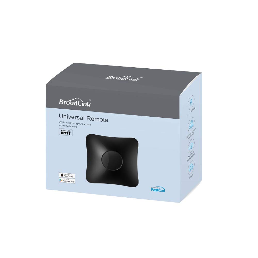 Broadlink RM4 Pro IR RF WiFi Télécommande universelle pour domotique intelligente Fonctionne avec Alexa/Google/Siri Application de contrôle du salon pour Amazon Echo, Google Home et Alexa Noir