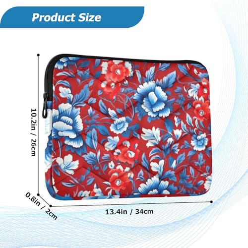 Funda para portátil 13-14 pulgadas con flores azules y rojas miniatura 3