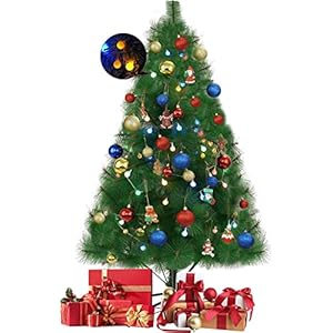 Kunstkerstboom met verlichting – Frideko 150cm plastic kerstboom met kerstversiering en lichtketting batterij. Verlichte kerstboom voor buiten voor een doe-het-zelf geschenken