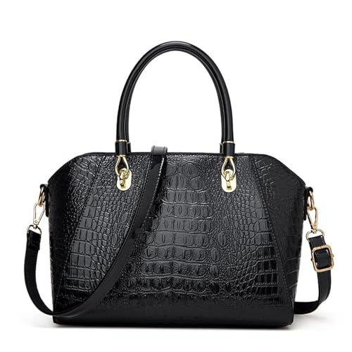 Bolso de mano mujer con patrón cocodrilo y acabado brillante miniatura 1