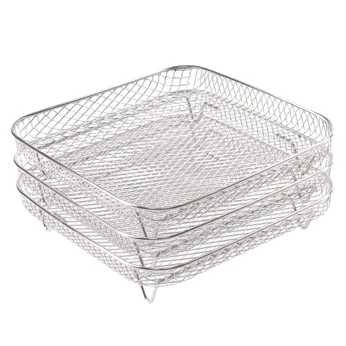 WUTIANBAO Cesta Freidora para Cocina Juego de 3 Rejillas cuadradas apilables Multicapa for freidora de Aire Freidora Aceite para Patatas Fritas