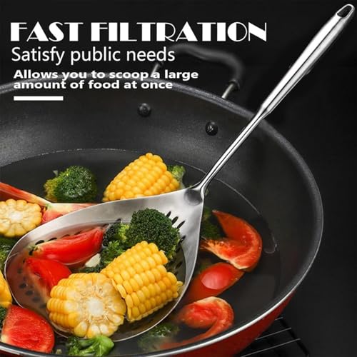 Skimmer Slotted Spoon, Stainless Steel Strainer Ladle, Ergonomic Handle Skimmer Spoon, Frying Strainer Spoon, Kitchen Strainer Spoon, Cooking Skimmer Spoon, Stainless Steel Skimmer Spoon, - immagine 5