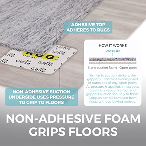 Home Genie Non-Adhesive Suction Gripper For Rug, Hardwood Floors, 8 Pack Slip Resistant Washable Removable Pad Grippers, Reusable Pads Keep Carpet Corners And Area Rugs To Stay In Place On Wood Floor #TOP1
