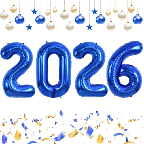 Image of TONIFUL 2026 Graduation Balloons 42Inch Navy Blue 2026 Number Balloons Aluminum Foil Mylar Balloons for New Year Eve Graduation Decorations Class of 2026 Anniversary 2026 Grad Party Supplies