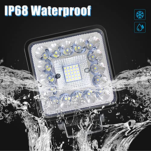 Image of LED Tractor Work Lights, 4 Inch LED Spot Lights LED Pods for Trucks Boat Trailer ATV UTV SUV RV OTR, 120W 10000lm 12V 24V Square Off Road Light Bars