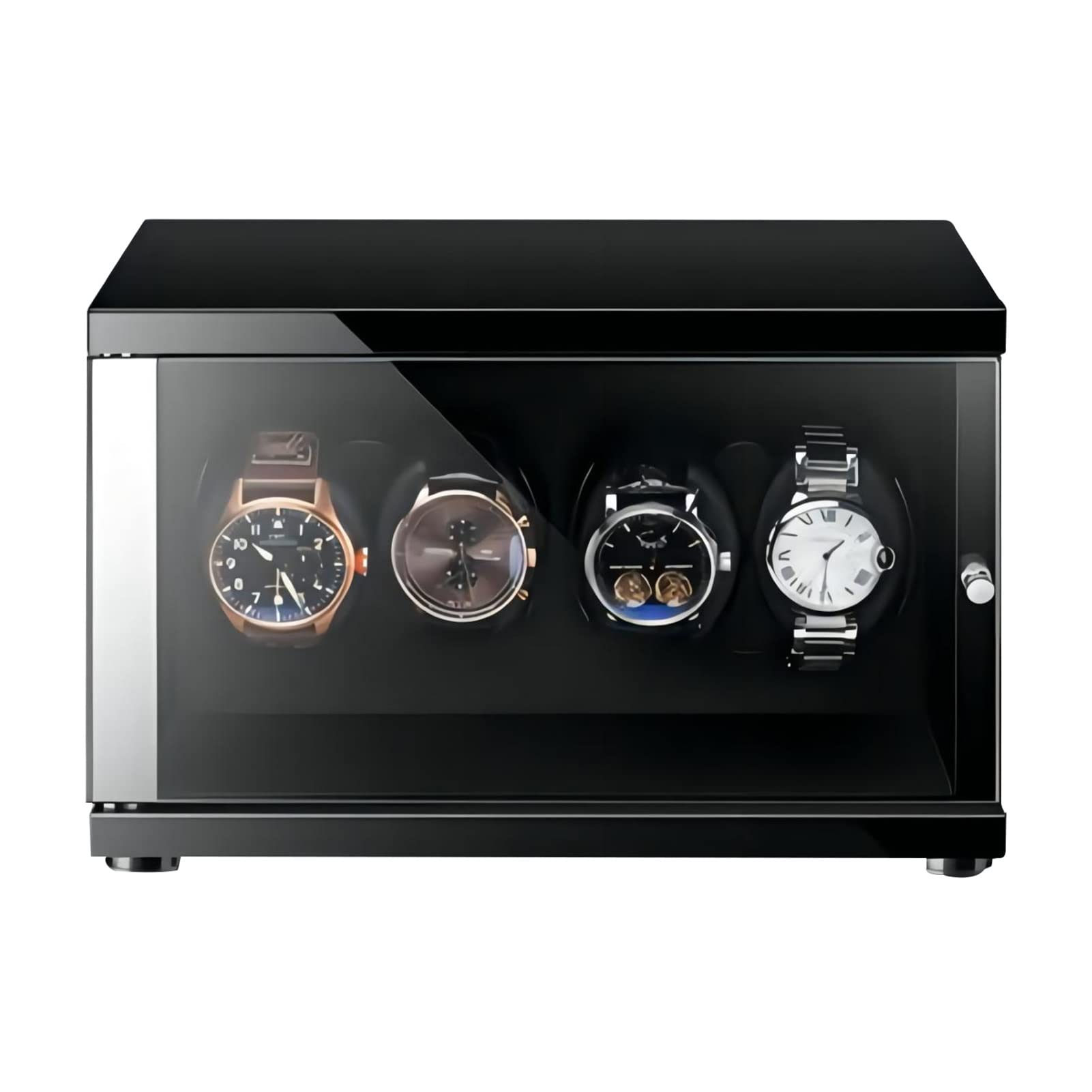 Four Watch Winder For Automatic Watch With Backlight Super Quiet Motor 4 Rotation Mode Setting View Window AC Adapter or Battery Powered For Men's and Women's Watches
