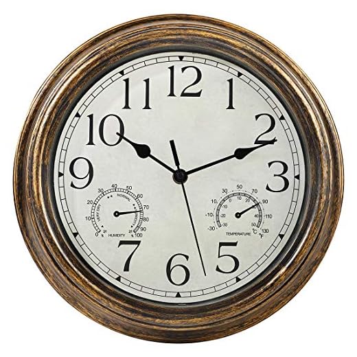 Yumt 12-Inch Wall Clock with Thermometer and Hygrometer Combo,Vintage Silent Non-Ticking Battery Operated Clock Wall Decorative- Bronze