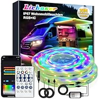 Lichaser 10M LED Streifen für Wohnmobile, Wasserdicht 12V LED Lampen für Wohnmobile IP67 RGB+IC mit App und Fernbedienung, Wohnmobilbeleuchtung für den Innen und Außenbereich für Markise Wohnwagen