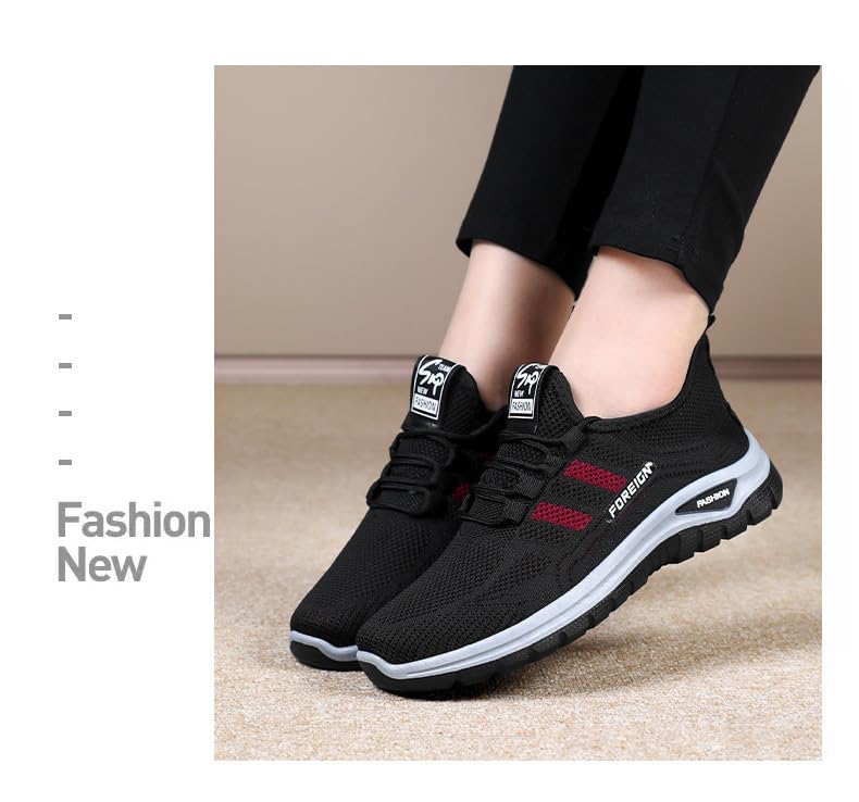 Women's Breathable Knitted Casual Running Shoes - lace-up Sneakers4
