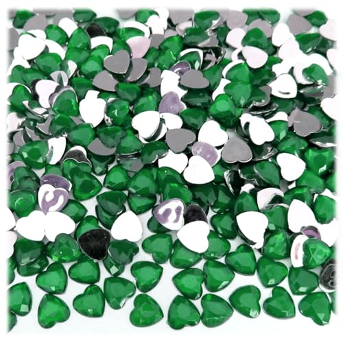 The Crafts Outlet 144pc Rhinestones Heart 8mm - Flatback Emerald Green EGR
