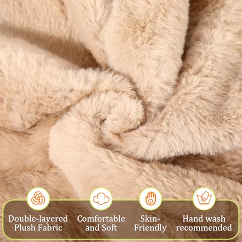 2 Pcs Hat Scarf Set Set for Women Winter, Hooded Warm Scarf Fluffy Soft Bear Warmer Neck 2-in-1 Hat for Cold Weather2