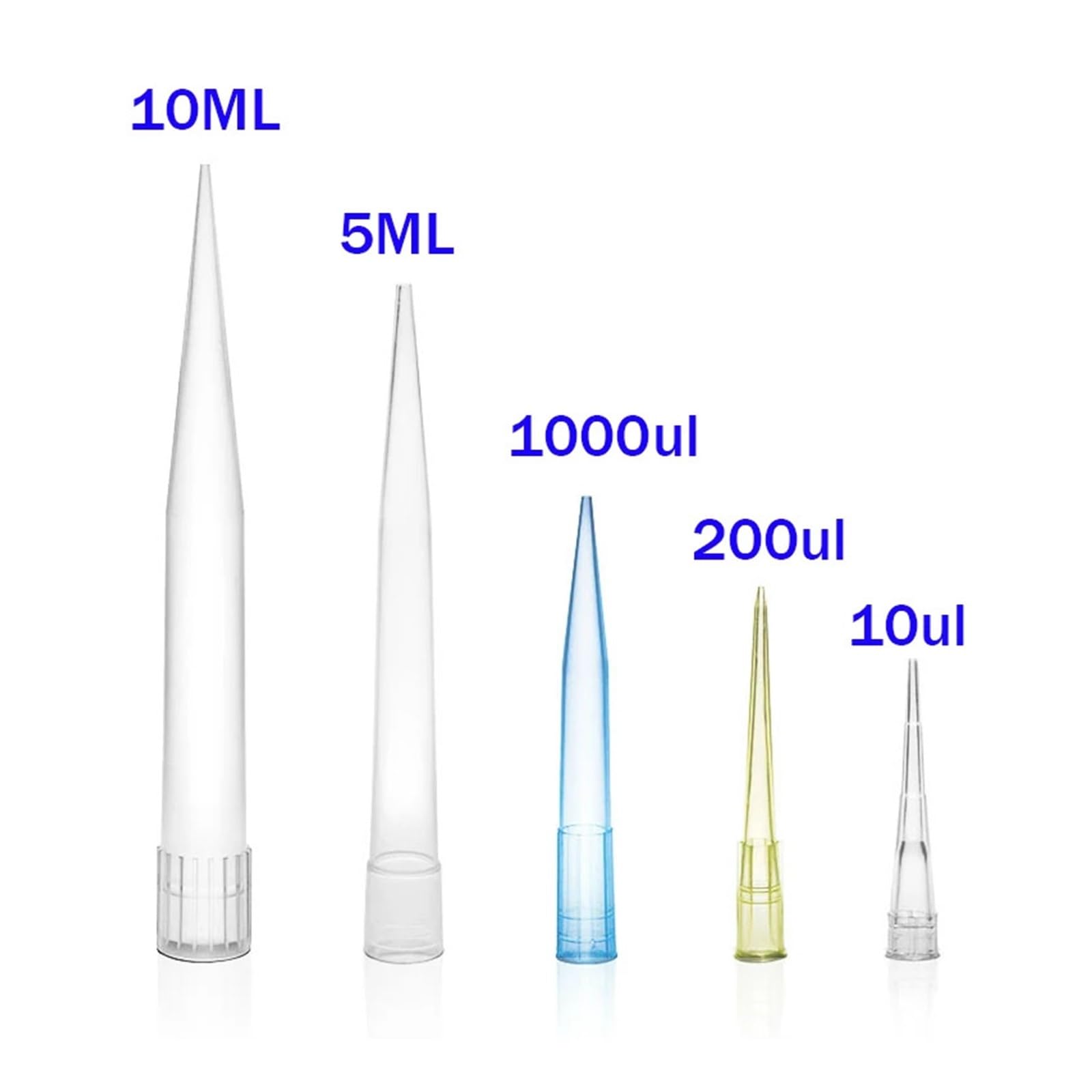 Puntas de pipeta de laboratorio de 10 ul, 200 ul, 1000 ul, 5 ml y 10 ml. Puntas de pipeta de plástico desechables. Equipo for experimentos científicos.(10ml 100pcs)