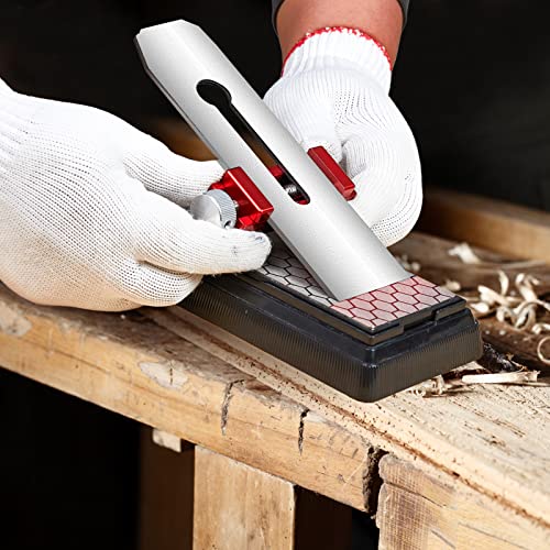 Saker Honing Guide with Whetstone - Red Off-Center Upgraded Honing Tool and Diamond Sharpening Stone Set Kit for Knife, Short Chisels and Planes, Fine/Coarse Plate, 400/1000/Grit… - Image 8