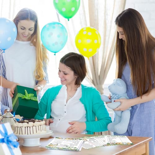 Image of Jetec 302 Pcs Safari Animal Theme Baby Shower Games, 6 Games, 50 Sheets Each, Shower Party, Word Scramble, Baby Word Search, Predictions and Advice, The Price is Right