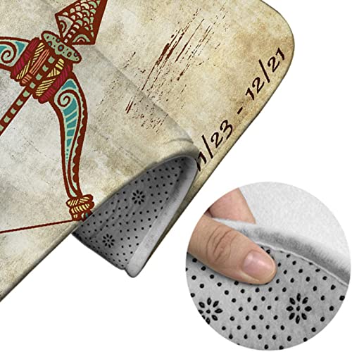 Badezimmerteppich-Set, 3-teilig, Boho-Stil, Schütze und Symbole, Vintage-Muster, digital, waschbare Badteppiche, rutschfest, mit Rückenpolster, Konturteppich und Toilettendeckelbezug – Bild 5