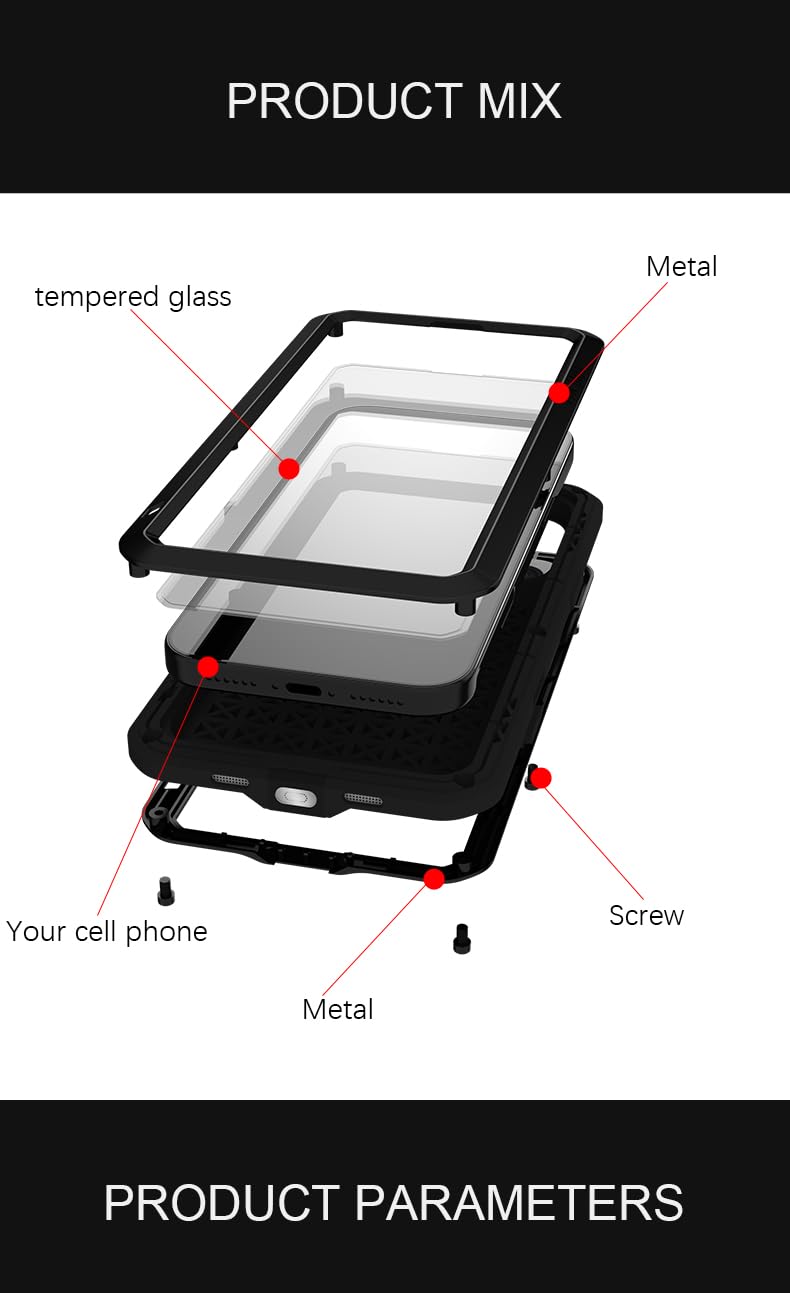 LOVE MEI Custodia in metallo per iPhone 17 Pro Max, resistente agli urti, antipolvere, in alluminio, in metallo militare, con vetro temperato per iPhone 17 Pro Max (giallo)