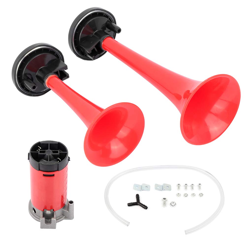 cciyu 110db Air Horn 12V 2Trumpet Musical Horn Kit with Compressor Replacement for Train Car Truck Boat RV
