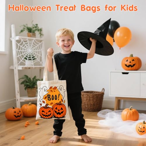 Spooky Basket Stuffers - Halloween Canvas Tote Bag for Trick or Treating, Pumpkin, Ghostface, Scary Halloween Bags for Kids Adults Women Men, Horror Ghost Merch, Hallo-ween Boo Basket Stuffers3