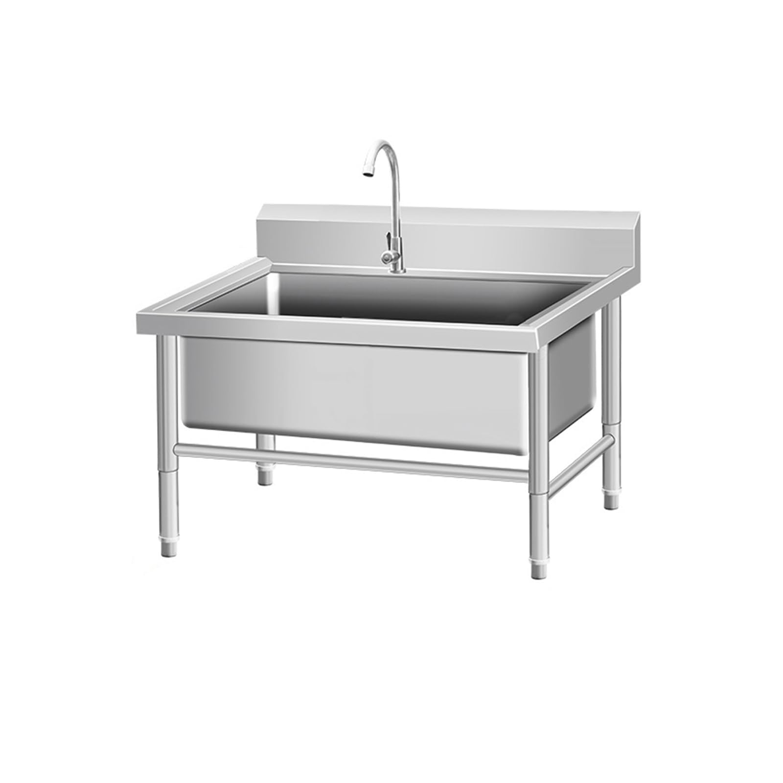 ZTCHSENZT Stainless Steel Commercial Floor Mop Sink with Backsplash, Freestanding Utility Basin for Indoor and Outdoor Use in Kitchen, Laundry, and Industrial Settings,9-80 * 60cm
