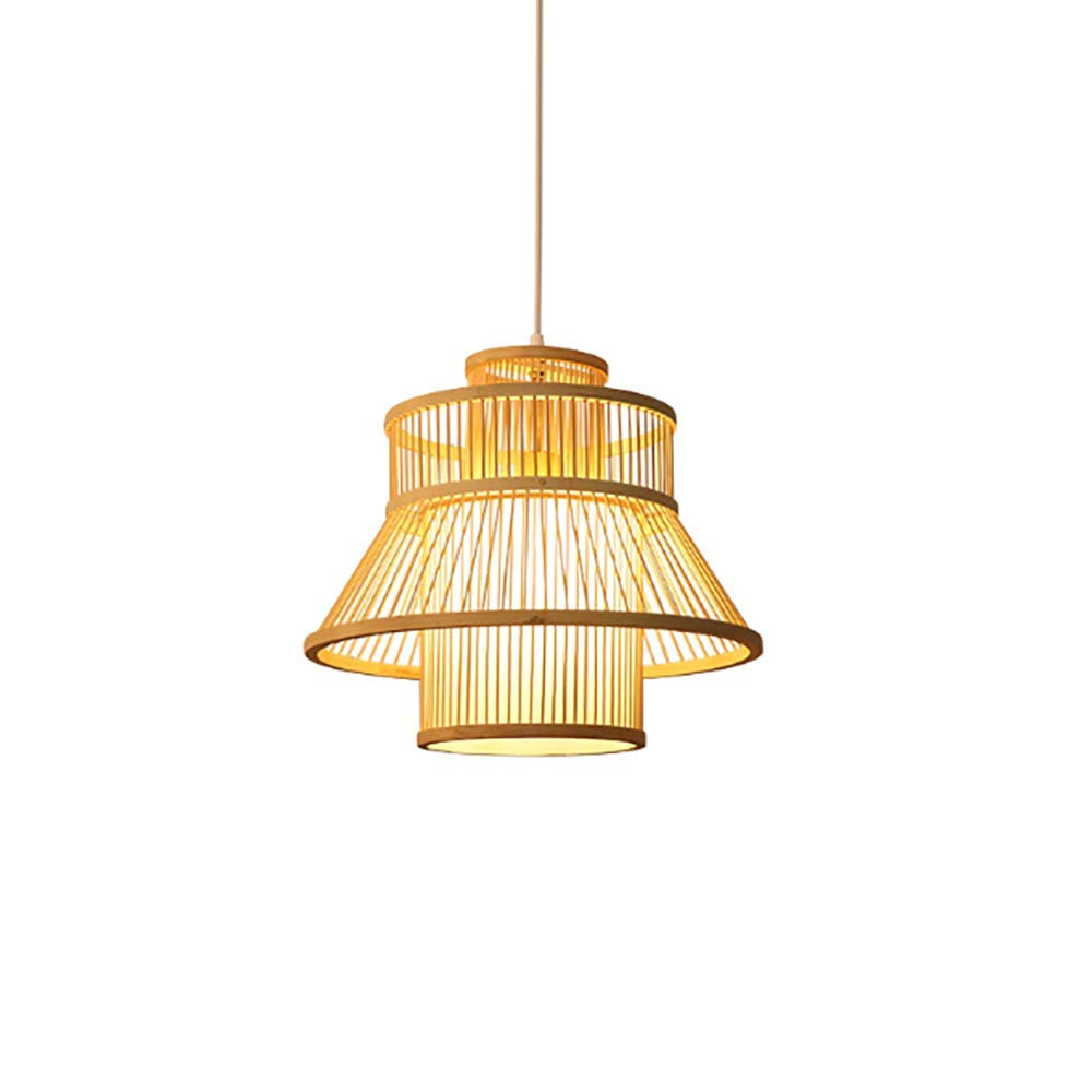 Retro Style Lantern Pendant Lamp,Round Bamboo Lampshade Pendant Lamp,Handmade Rattan Lampshade Pendant,DIY Bedroom Living Room Hanging Light