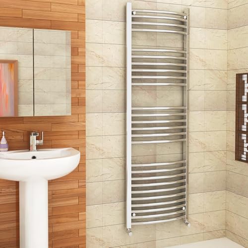 Image of 1600 x 300 mm Curved Heated Towel Rail Chrome Bathroom Ladder Radiator
