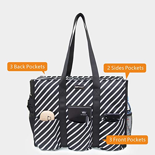 Image of TOPDesign Utility Water Resistant Tote Bag with 13 Pockets, Top Zipper Closure & Thick Bottom Support, for Working Women