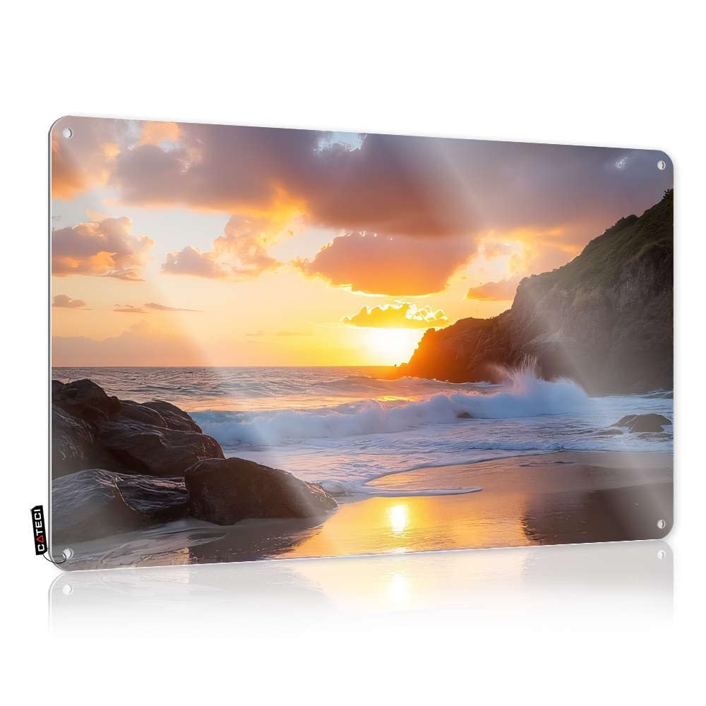 Metal Valentine's Day Gift Funny Wall Art | Sunset Waves Crash Against Rocky Cliffs. Sarcastic For Camping Living Room(30X40CM)