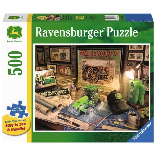 'Ravensburger John Deere Arbeitstisch 500 Teile Großformat Puzzle für Erwachsene – 16838 – Jedes Teil ist einzigartig, Softclick Technologie bedeutet, DASS Teile zusammenpassen'
