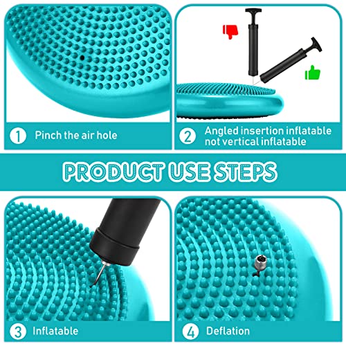 Image of Jerify 4 Pcs Wiggle Seat Flexible Inflated Wobble Cushion Stability Balance Pad Balance Disc Sensory Seat for Men Women Fitness Physical Exercise Improving Posture Home Office