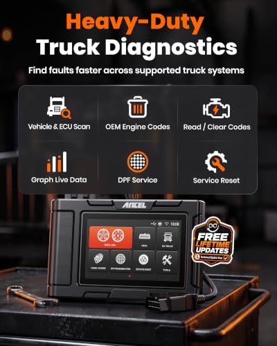 Image of ANCEL HD3400 Pro Heavy Duty Truck Scanner with DPF Regen for Cummins, Paccar, Caterpillar, Detroit, Volvo, Mack and International, Full-System Diesel Scan Tool for 6 /9-Pin HDOBD & OBD2 Vehicles
