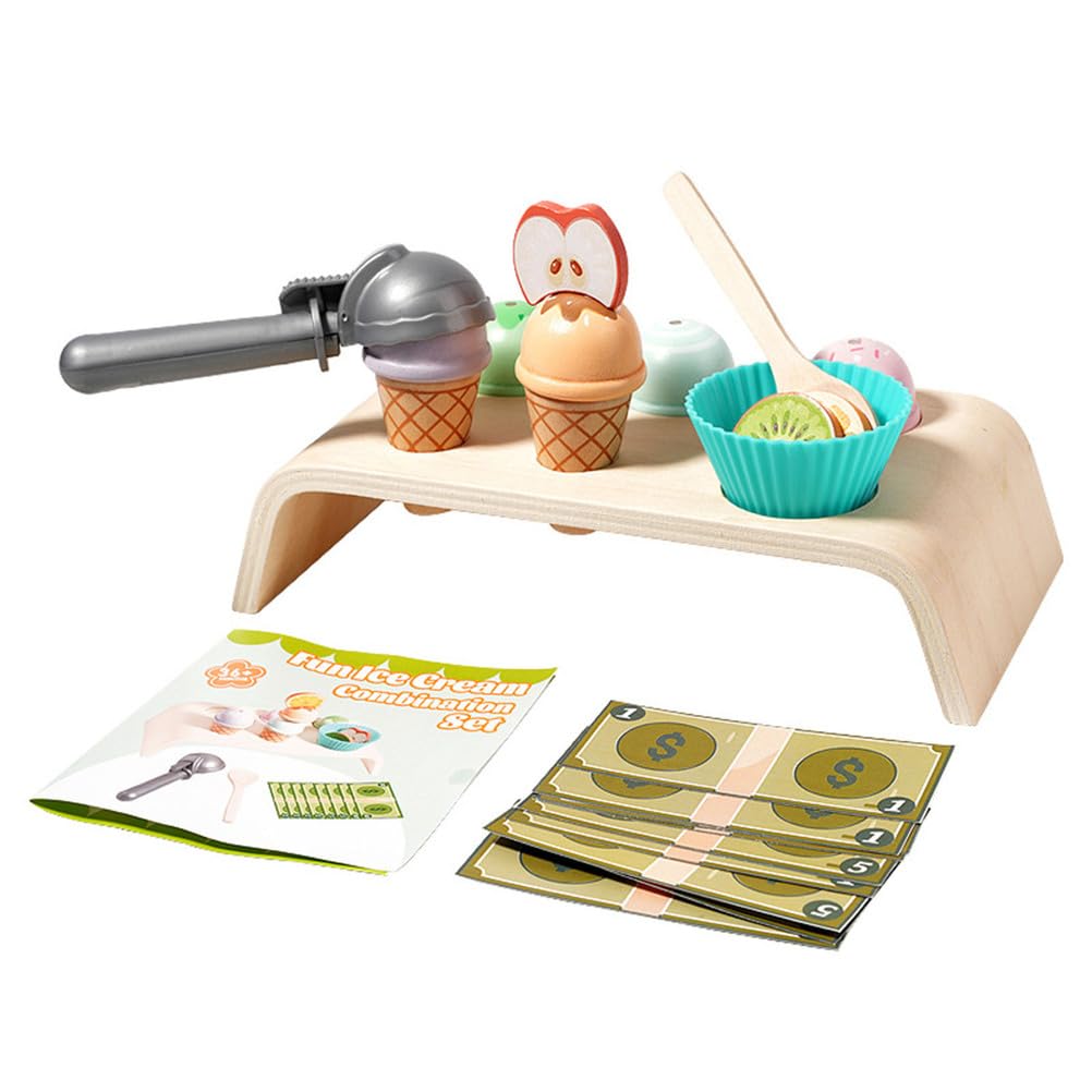 Set da Gioco con bancone per Gelati in Legno, Gioco di Ruolo Negozio di Dolci