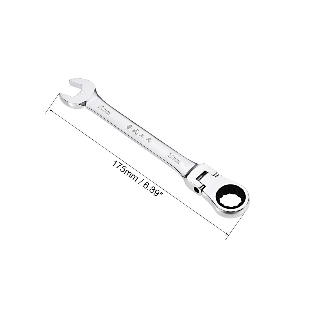 uxcell 11mm Flex-Head Ratcheting Combination Wrench Metric 72 Teeth 12 Point Ratchet Box Ended Spanner Tools, Cr-V