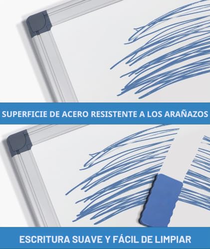 Pizarra blanca de 80 x 100 cm con marco de aluminio de alta resistencia y durabilidad 2