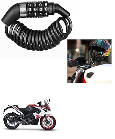 Znee Smart Motorbike & Bicycle Lock 4 Digit Password Anti-Theft Bike Lock Cycling Helmet Code Combination Security Cable Lock for Bajaj Pulsar RS 200
