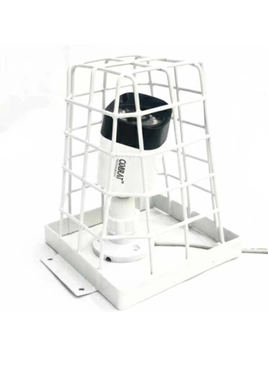 White Metal CCTV Cage Protection for Bullet Camera with Base Mount | Indoor Outdoor Security Camera Safety Housing Guard (Pack of 1)-image-39