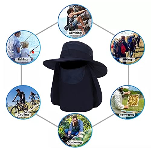 Image of Fishing Hat for Men, Outdoor 3 in 1 Sun Hat Summer Safari Boonie Cap