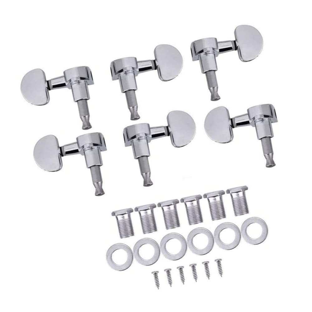 Alomejor Default Guitar Tuning Peg 3L+ 3R Locking String Tuning Key Pegs Tuners Set Replacement Electric Acoustic Guitars