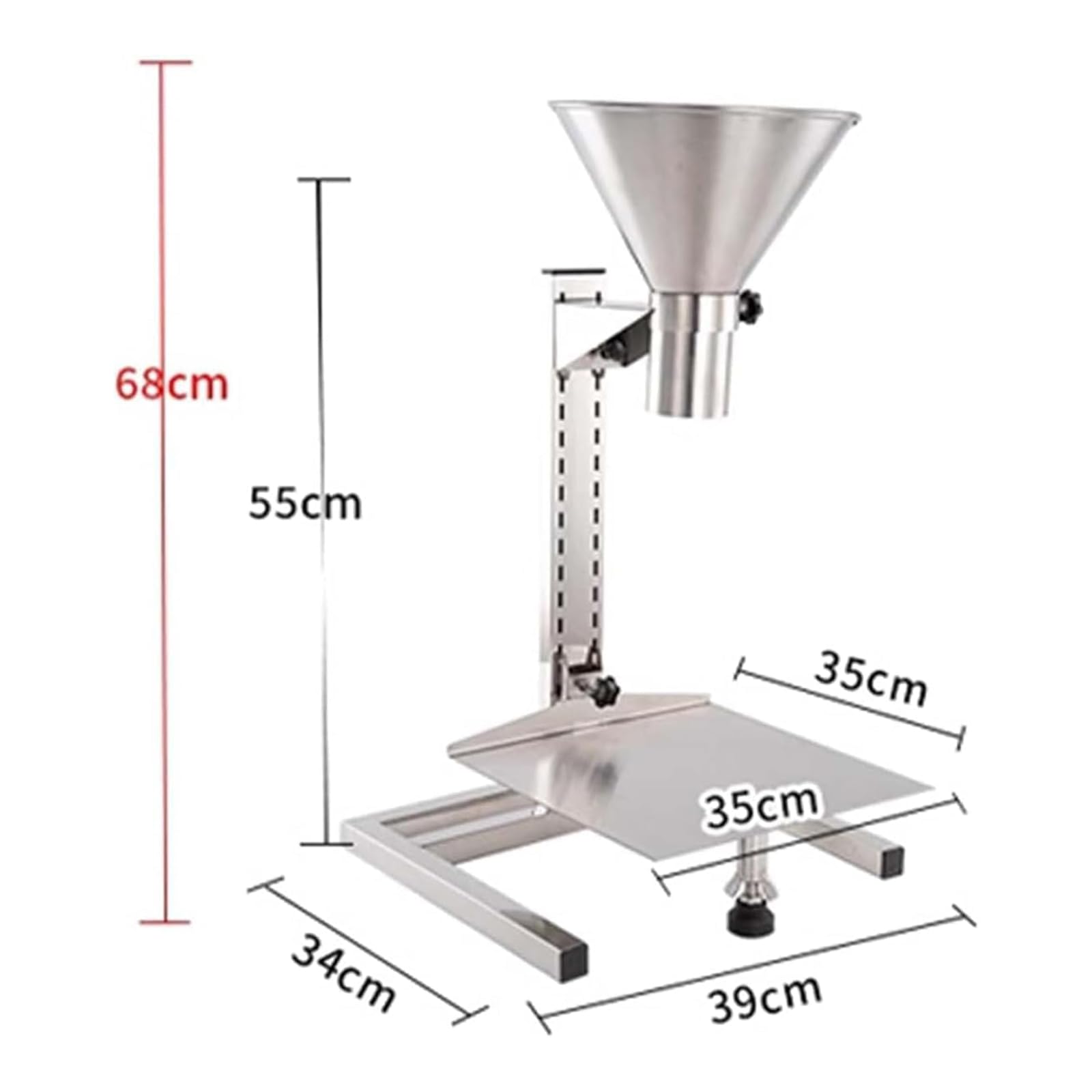 Prepared Foods Feeding Hopper, Schwerlast Zuführ Trichter Mit Halterung Und Tablett, Höhenverstellbar, 100 Kg Tragfähigkeit, Fülltrichter Für Pulver Flüssigkeit Und Granulat Verpackung 2cm