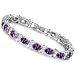 Bridal Wedding White Gold Plated Crystal Rhinestone Cubic Zirconia Charm Tennis Bracelet Bangle Purple