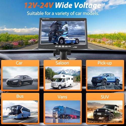 Image of HD 1080P RV Backup Camera System 7 inch Monitor with 2 Rear Side View Camera Easy Installation IP69 Waterproof Colour HD Night Vision for RV Truck Trailer Tractor