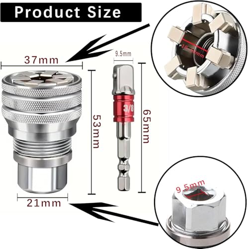 Image of Universal Socket Wrench Tool 10-19mm Adjustable Self-Adjusting Multi Function Socket Spanner for 3 /8 Inch Drive Ratchet, Torque Wrench, Power Drill, Home Repair Tool with Drill Adapter