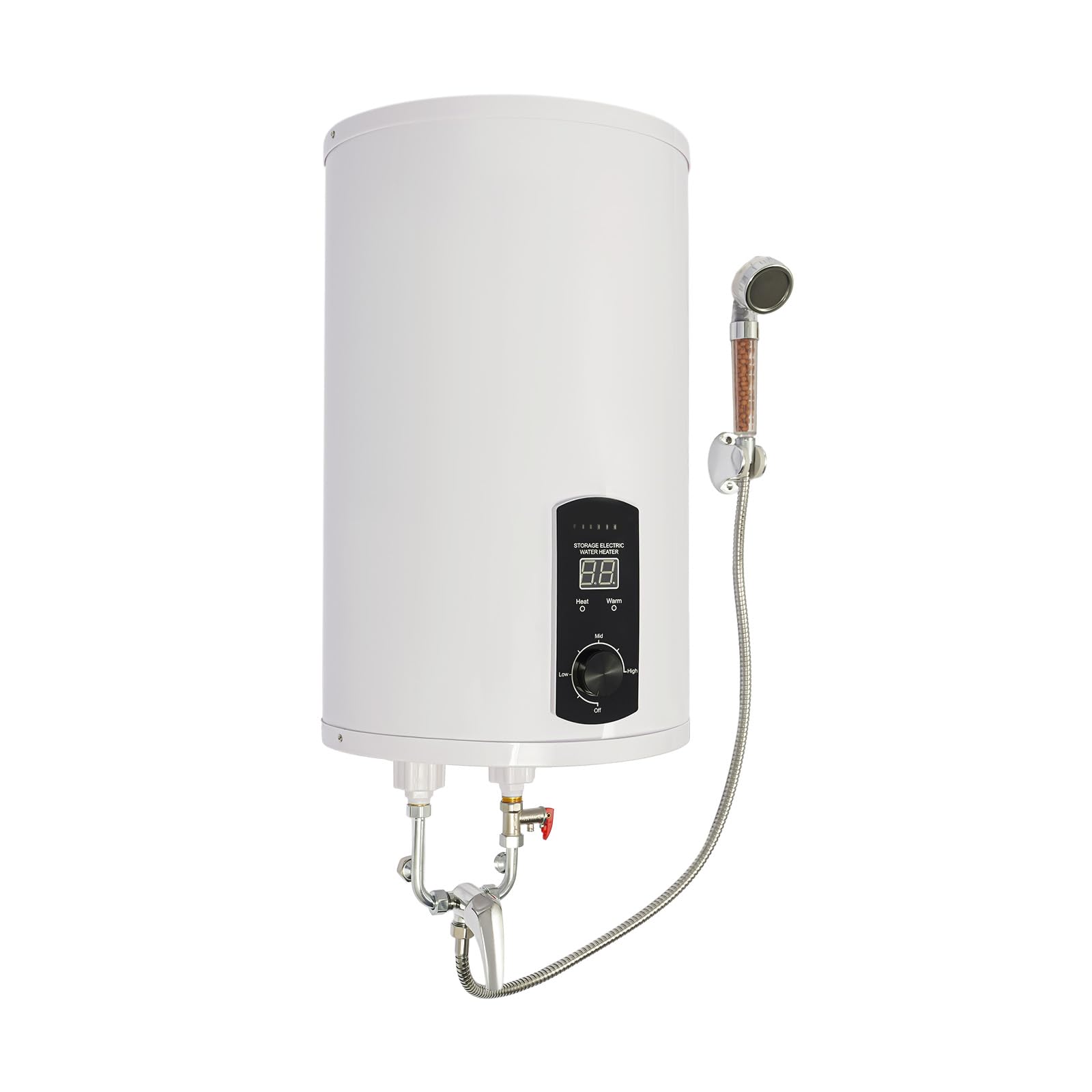 Calentador de agua eléctrico, compacto, 50 L, 80 L, 100 L, 120 L, 2000 W, IPX4, 25-75 °C, con ducha de mano y grifo para cocina y baño (50 L)